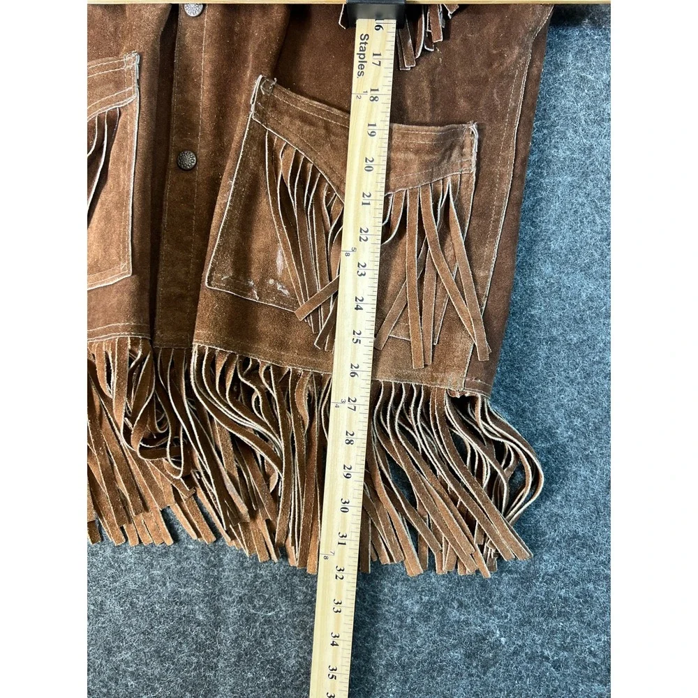 Vintage Golden Thread Brill Bros Brown Suede Fringe Western Jacket Mens 40